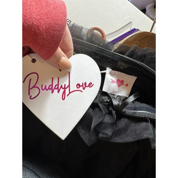 POWDER PUFF STRAPLESS TULLE MINI DRESS BLACK NWT Small Festival Whimsigoth Fairy - Picture 3 of 7